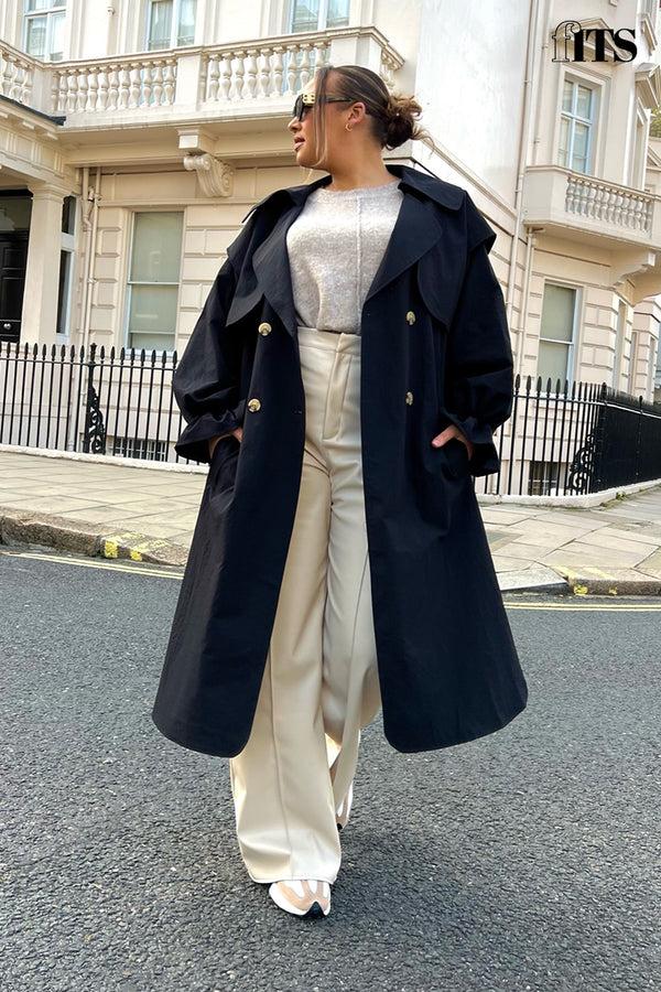 In The Style Fits Trench Coat Black