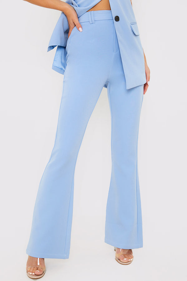 In The Style In The Style Flared Tailored Trousers Blue