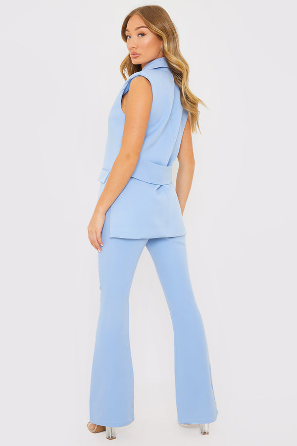 In The Style In The Style Flared Tailored Trousers Blue