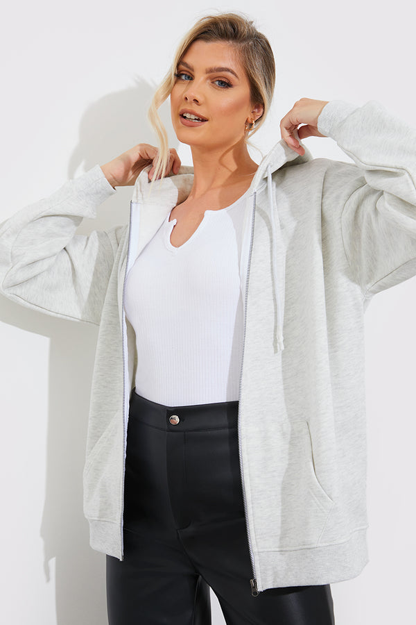 In The Style In The Style Fleeceback Zip Through Hoodie Grey