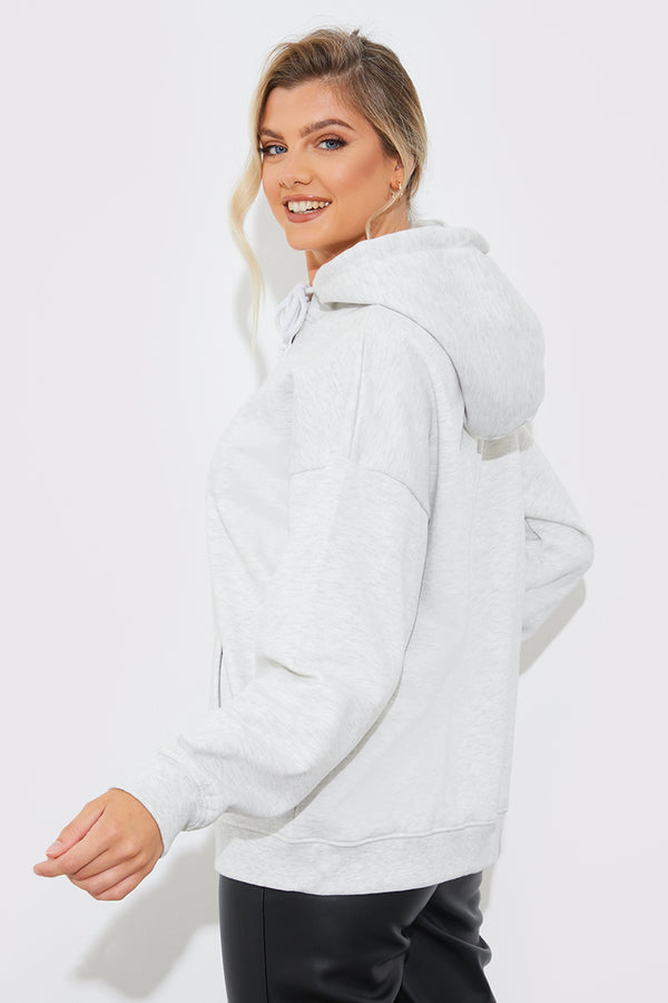 In The Style In The Style Fleeceback Zip Through Hoodie Grey