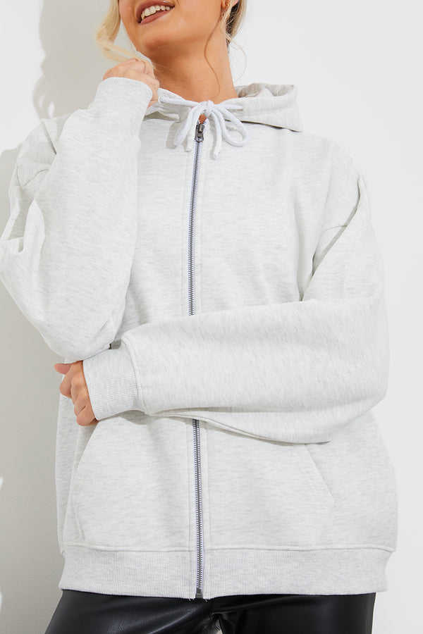 In The Style In The Style Fleeceback Zip Through Hoodie Grey