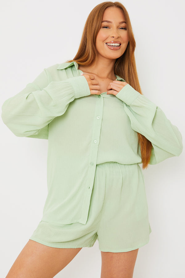 in the style In the Style Floaty Co-Ord Beach Shorts Sage