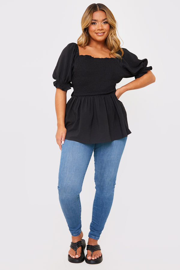 In The Style In The Style Floral Embroidered Wrap Top Black