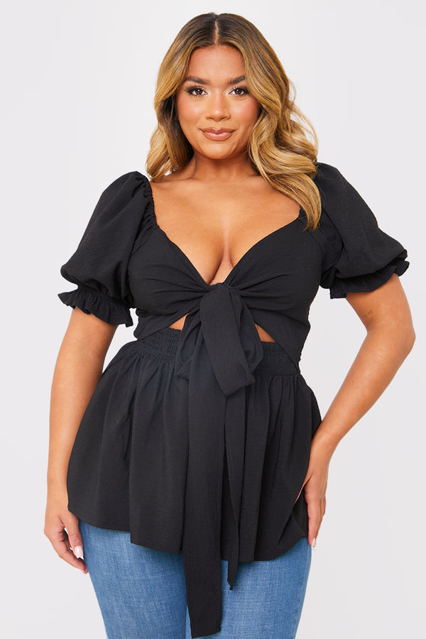 In The Style In The Style Floral Embroidered Wrap Top Black