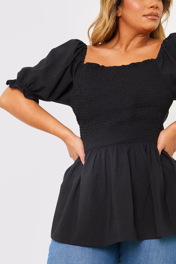 In The Style In The Style Floral Embroidered Wrap Top Black