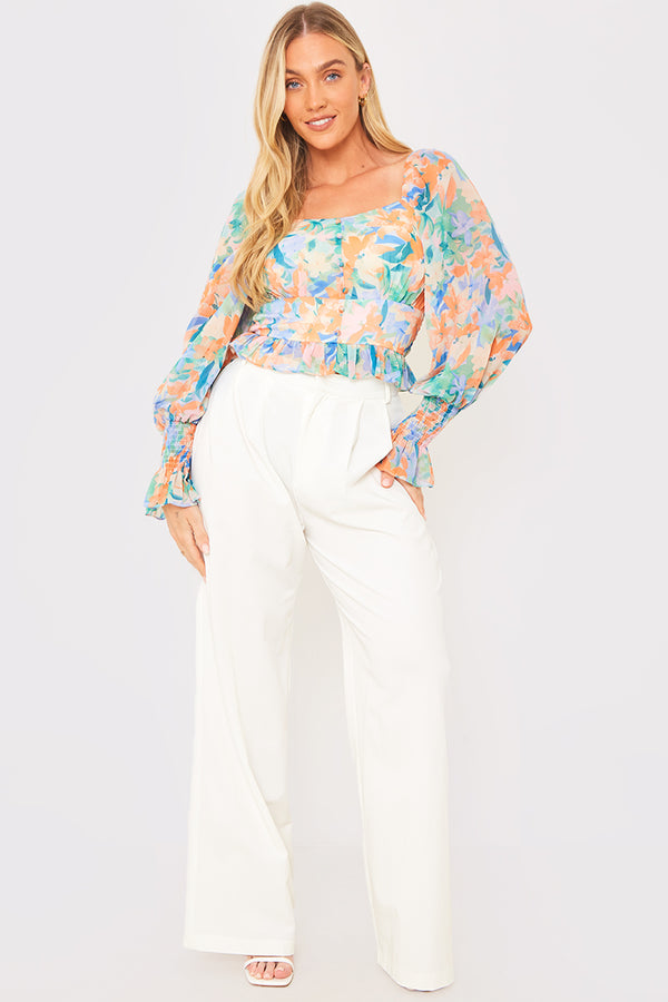 In The Style In The Style Floral Milkmaid Blouse Multi