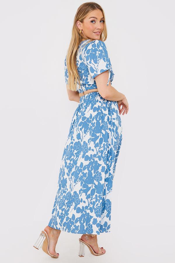 In The Style In The Style Floral Print Midi Skirt Blue