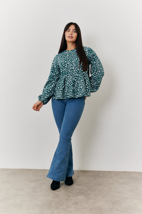 In The Style In The Style Floral Printed Smock Top Green