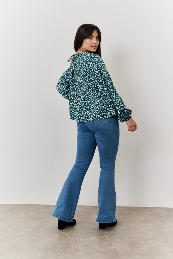 In The Style In The Style Floral Printed Smock Top Green
