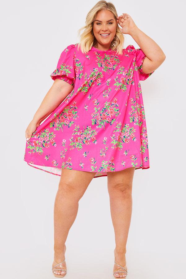 In The Style In The Style Floral Smock Dress With Tie Back Detail Pink