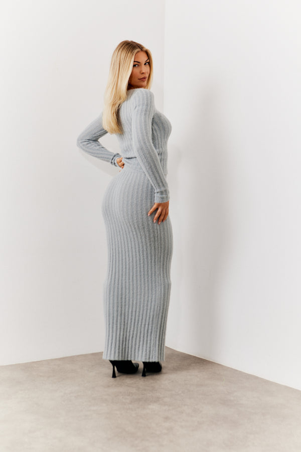 In The Style In The Style Fluffy Rib Co-Ord Midaxi Skirt Grey