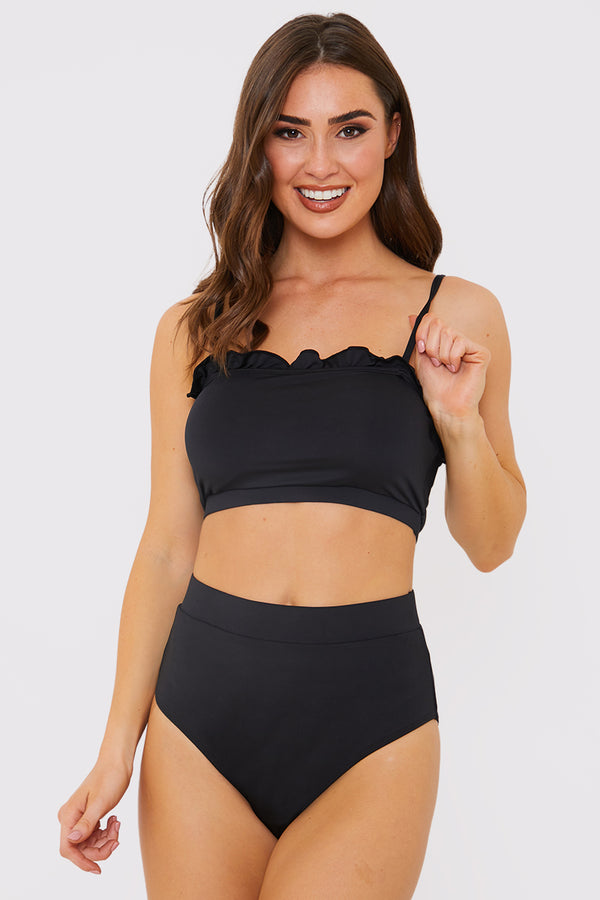 in the style In the Style Frill Detail Bikini Top Black