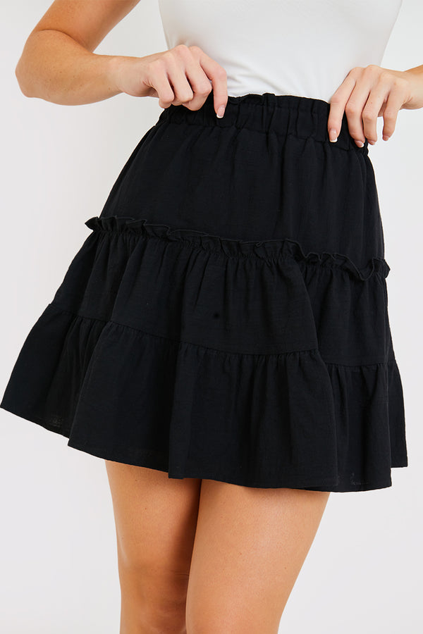 In The Style In The Style Frill Detail Volume Mini Skirt Black