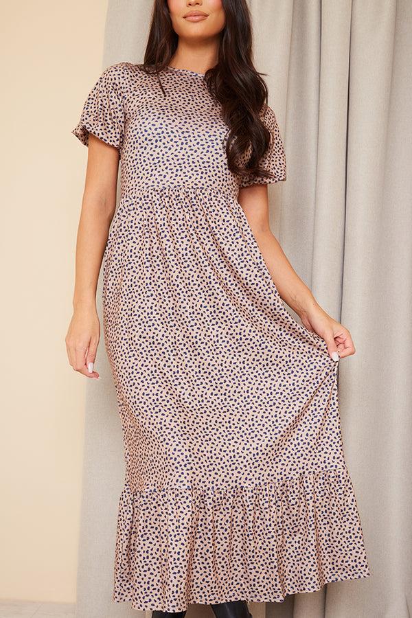 In The Style In The Style Frill Hem Midaxi Dress Brown