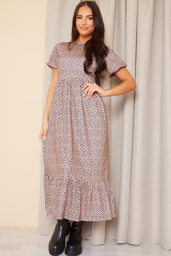 in the style In the Style Frill Hem Midaxi Dress Brown