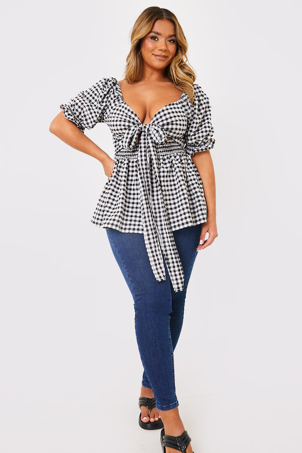 In The Style In The Style Gingham Print Multiway Top Black