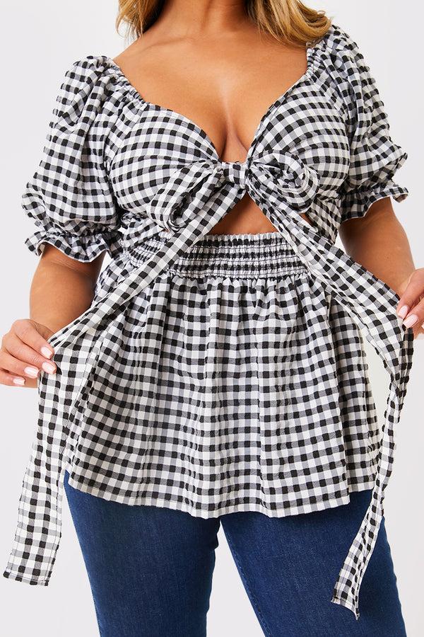 In The Style In The Style Gingham Print Multiway Top Black