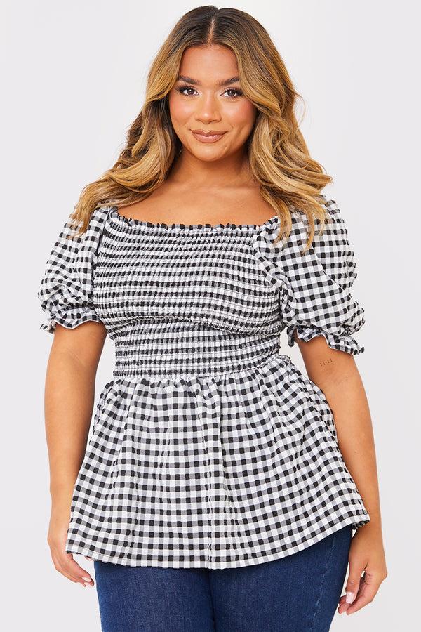 In The Style In The Style Gingham Print Multiway Top Black