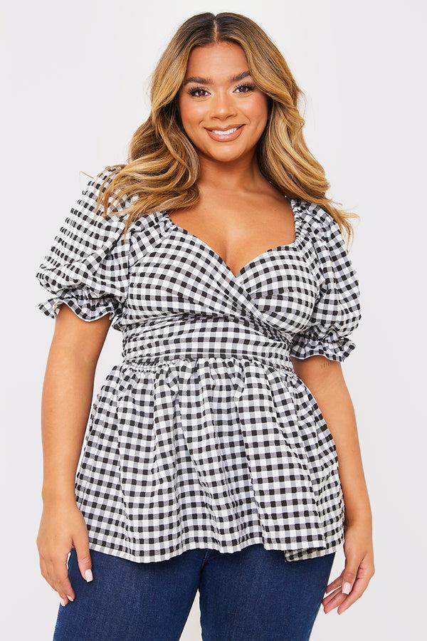 in the style In The Style Gingham Print Multiway Top Black