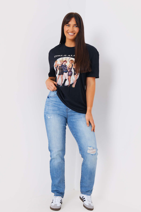 In The Style In The Style Girls Aloud Gold Slogan T-Shirt Black