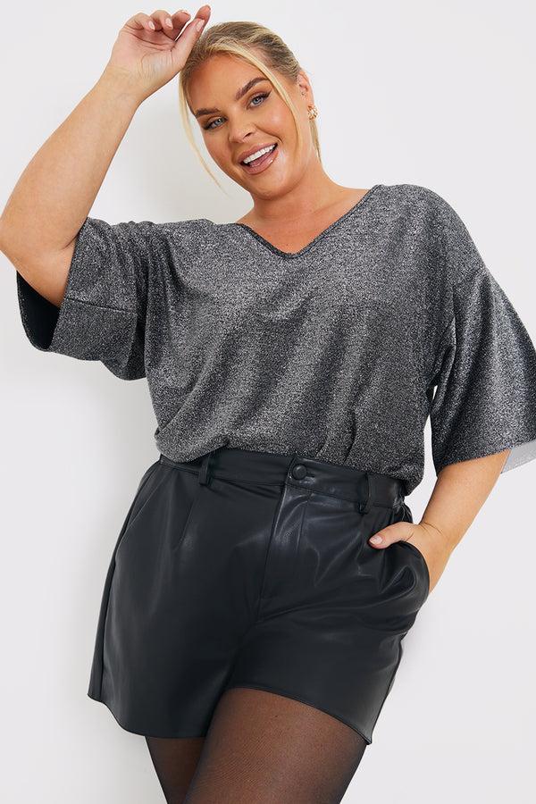 in the style In the Style Glitter Embellished T Shirt Black