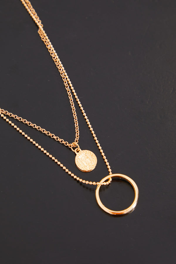 In The Style In The Style Gold Double Chain Coin Detail Necklace Gold