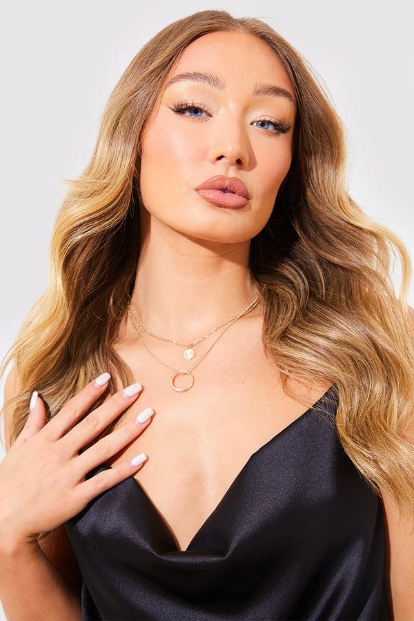 in the style In The Style Gold Double Chain Coin Detail Necklace Gold