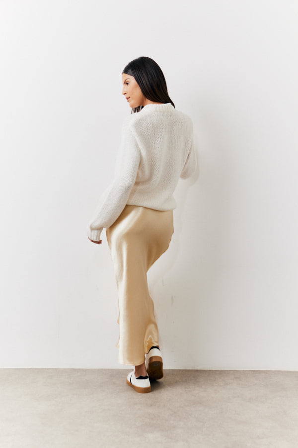 In The Style In The Style Gold Satin Midi Skirt Gold