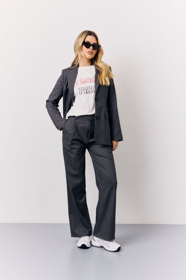 In The Style In The Style Grey Pinstripe Tailored Blazer Grey