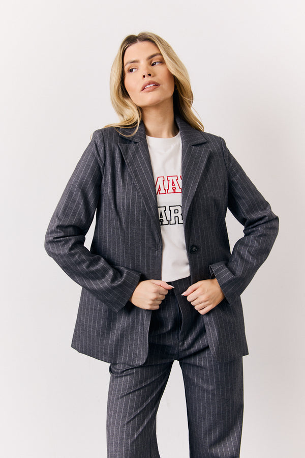 in the style In the Style Grey Pinstripe Tailored Blazer Grey