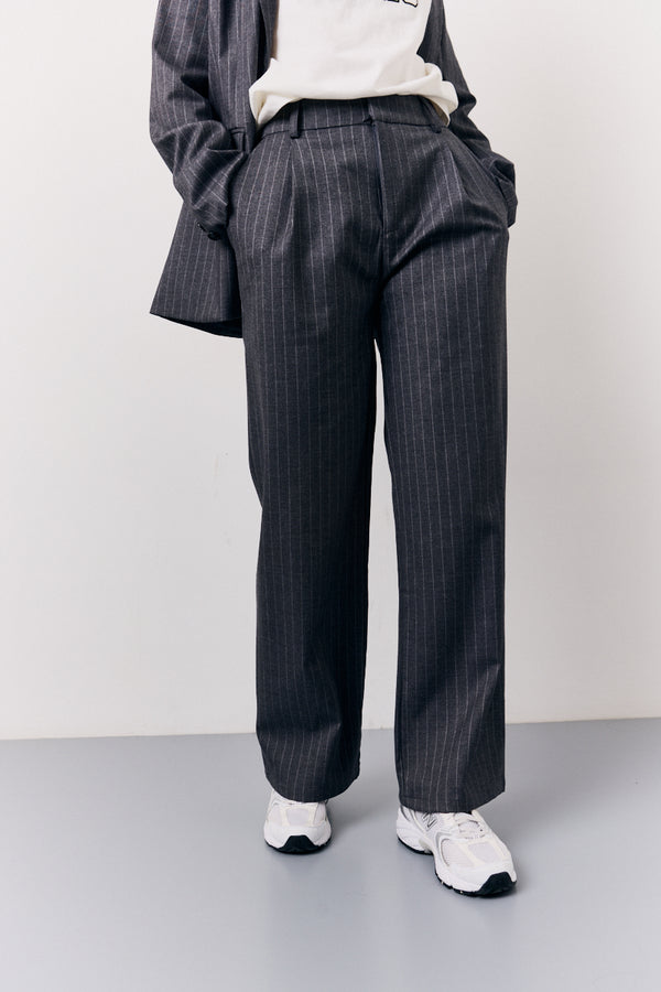 In The Style In The Style Grey Pinstripe Wide Leg Tailored Trouser Grey