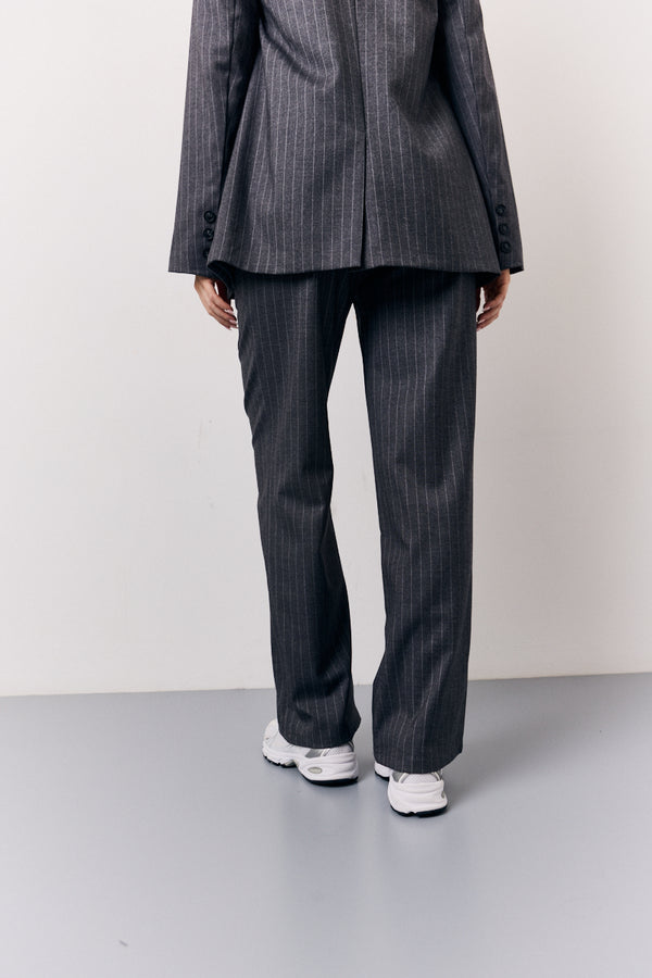 In The Style In The Style Grey Pinstripe Wide Leg Tailored Trouser Grey