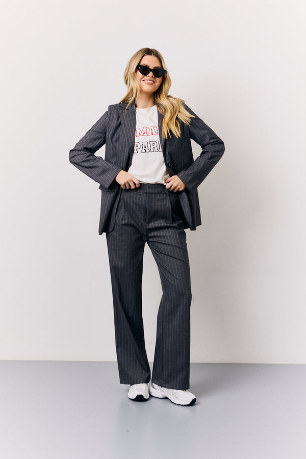 in the style In the Style Grey Pinstripe Wide Leg Tailored Trouser Grey