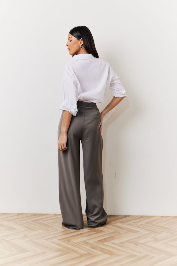 In The Style In The Style Grey Waistband Detail Tailored Trouser Grey