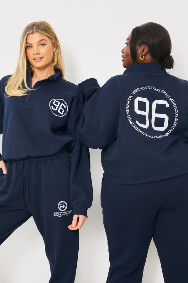 In The Style In The Style Half Zip '96' Printed Toggle Sweater Navy