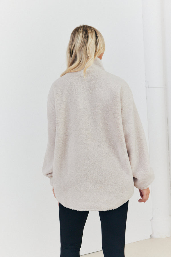 In The Style In The Style Half Zip Borg Pull Over Jacket Stone