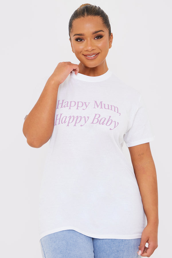 In The Style In The Style Happy Mum Happy Baby Slogan Tee White