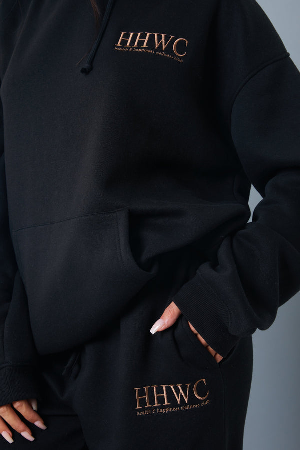 In The Style In The Style Health And Happiness' Slogan Hoodie Black