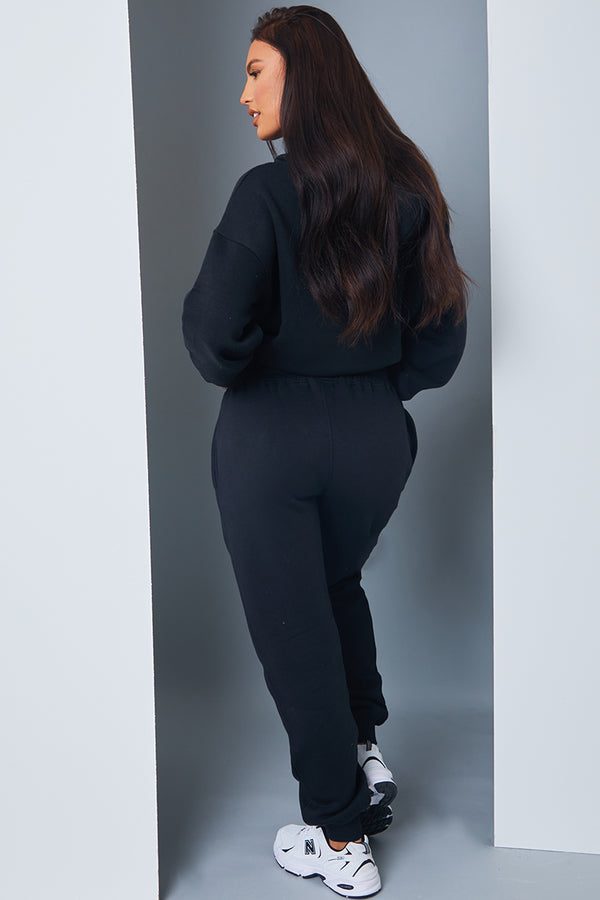 In The Style In The Style Health And Wellness' Slogan Jogger Black