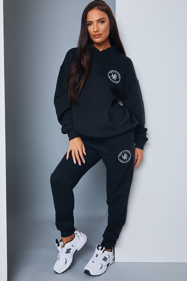 In The Style In The Style Health And Wellness' Slogan Oversized Hoodie Black