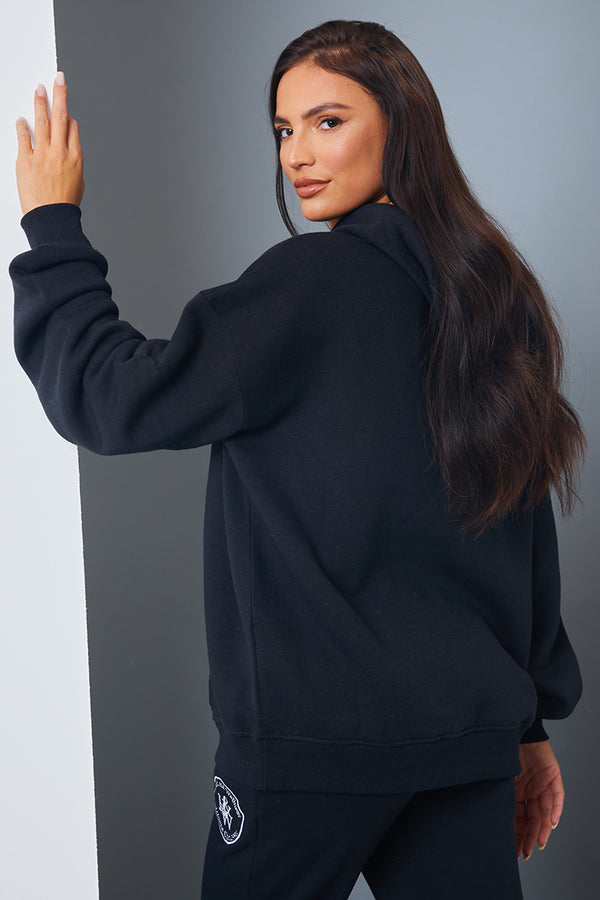 In The Style In The Style Health And Wellness' Slogan Oversized Hoodie Black