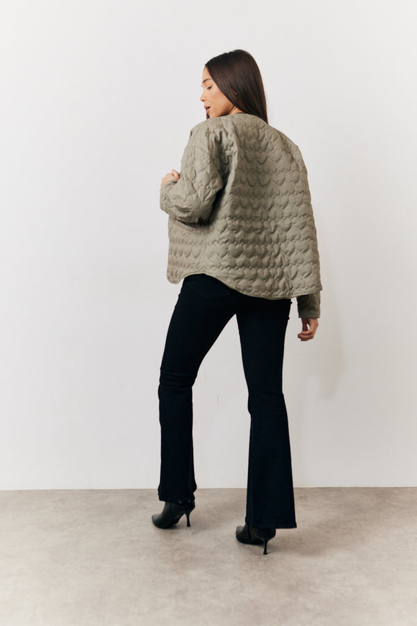 In The Style In The Style Heart Quilted Lightweight Jacket Khaki