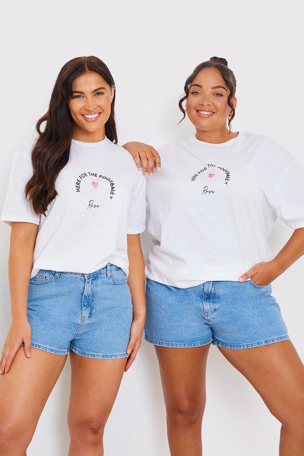 in the style In The Style Here For The Rose' Slogan Football T-Shirt White