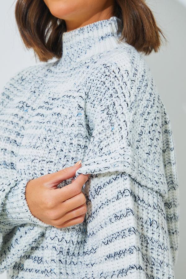 In The Style In The Style High Neck Frill Sleeve Knit Jumper Grey