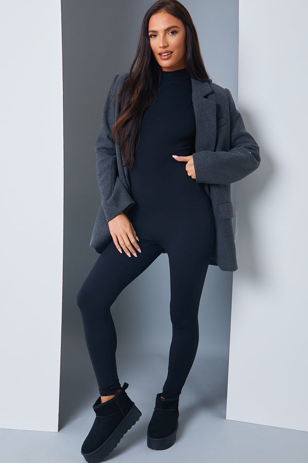 In The Style In The Style High Neck Sleeveless Unitard Black