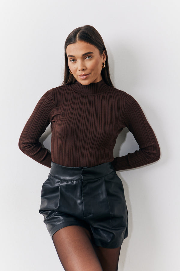 in the style In The Style High Neck Variegated Rib Knit Top White