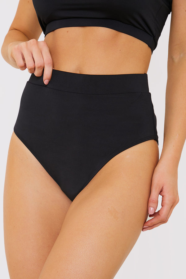 In The Style In The Style High Waist Bikini Bottom Black