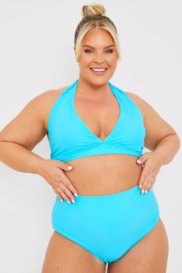 in the style In The Style High Waisted Control Bikini Bottoms Blue