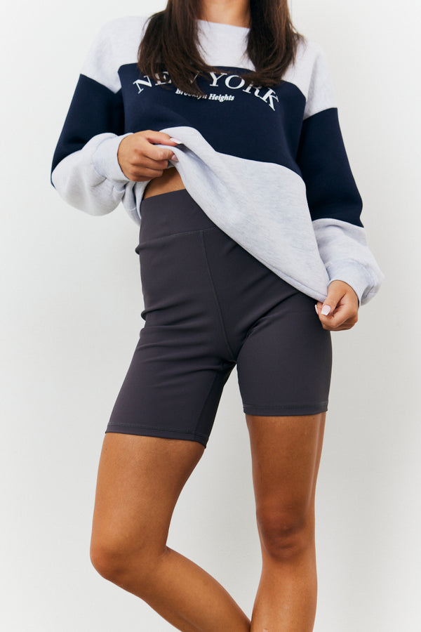 In The Style In The Style High Waisted Sculpt And Control Cycling Shorts Charcoal